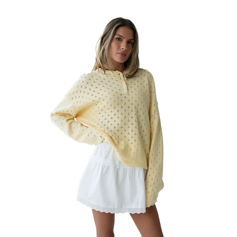 Polishpainting Margot Pointelle Butter Yellow Sweater - Image 5