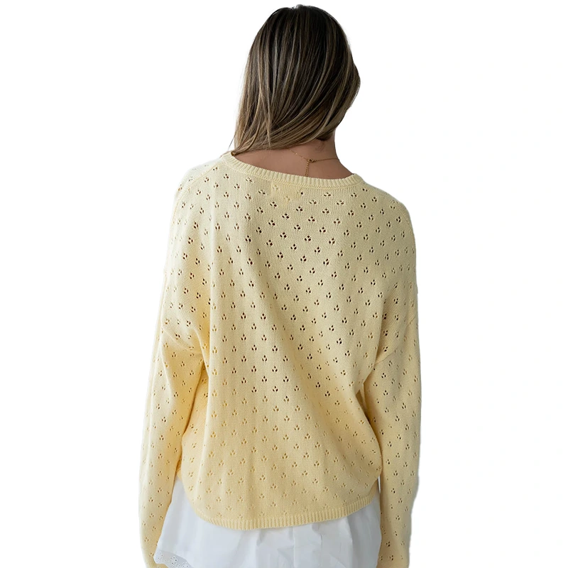 Polishpainting Margot Pointelle Butter Yellow Sweater - Image 4