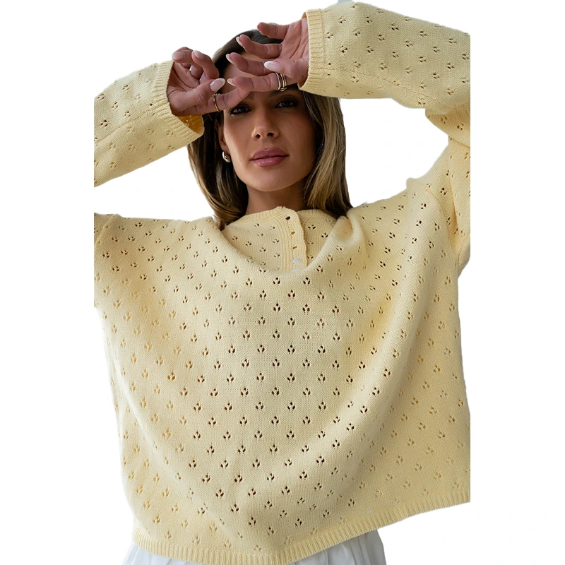 Polishpainting Margot Pointelle Butter Yellow Sweater - Image 3