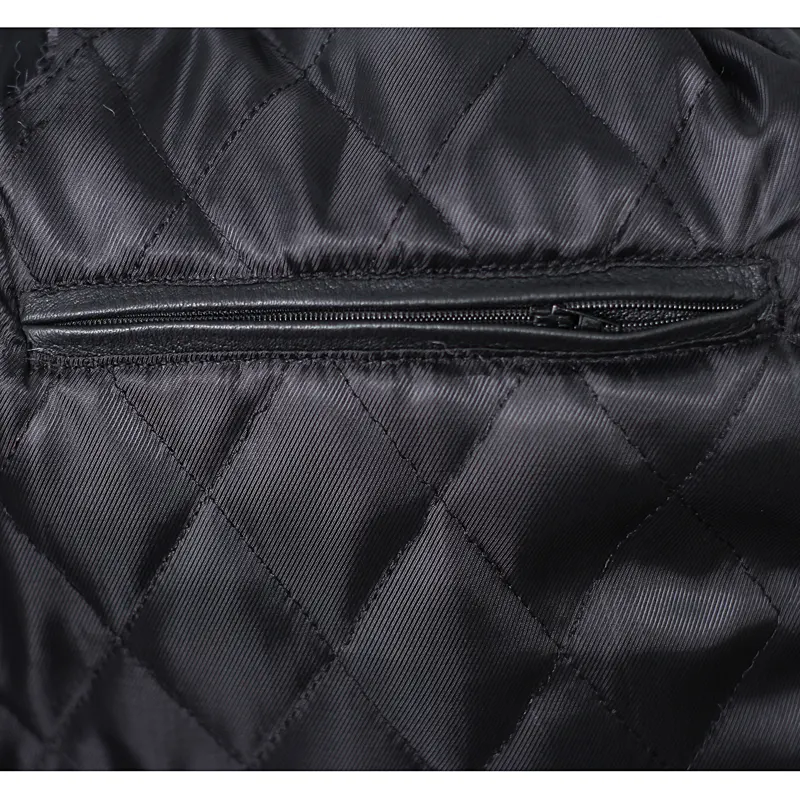 Men's Black Brando Diamond Design Motorcycle Leather Jacket - Image 9
