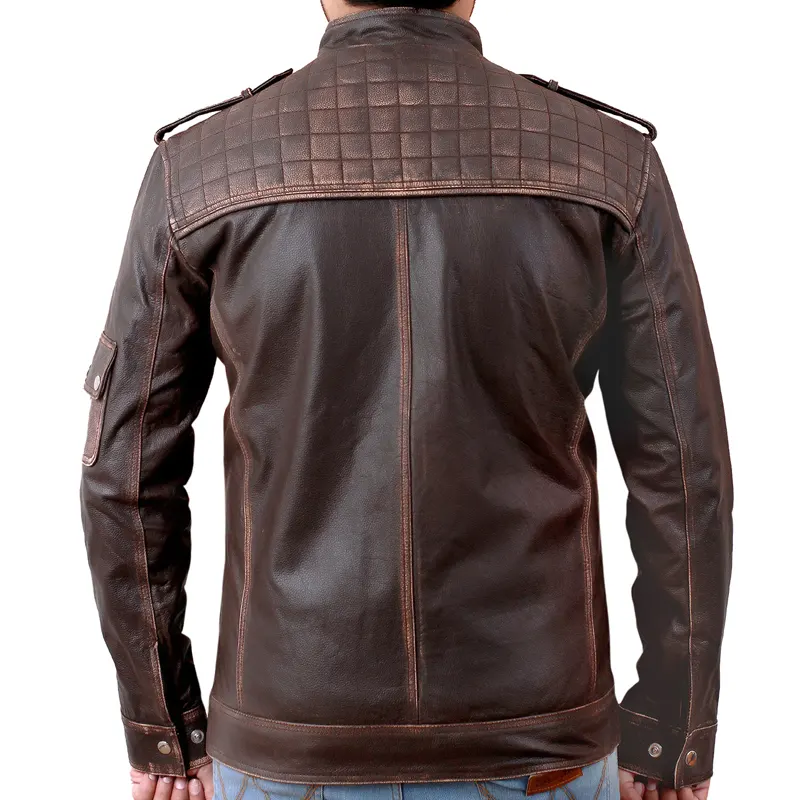 Men's Retro Biker Style Genuine Leather Jacket - Image 7
