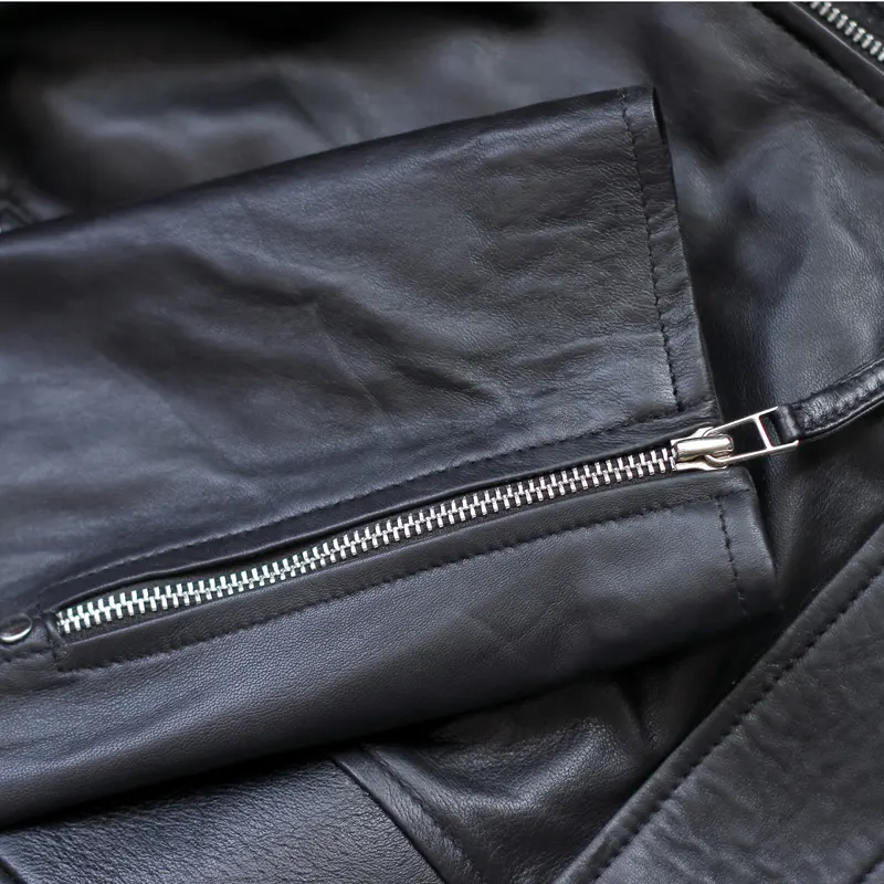 Men's Cafe Racer Black Classic Biker Leather Jacket - Image 8