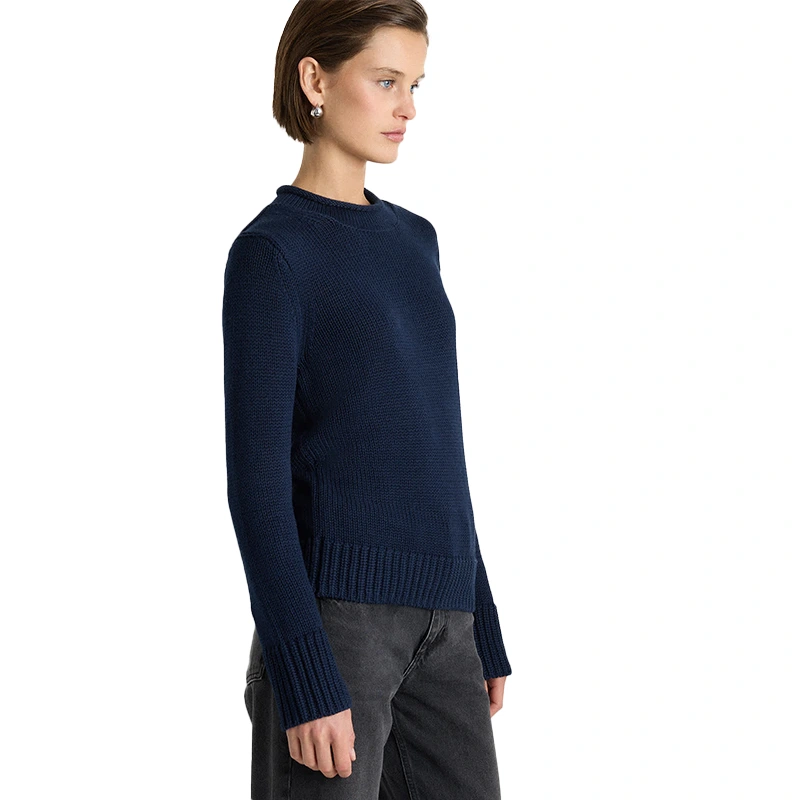 Quince Women's Roll Neck Navy Sweater - Image 5