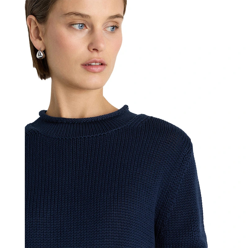 Quince Women's Roll Neck Navy Sweater - Image 4