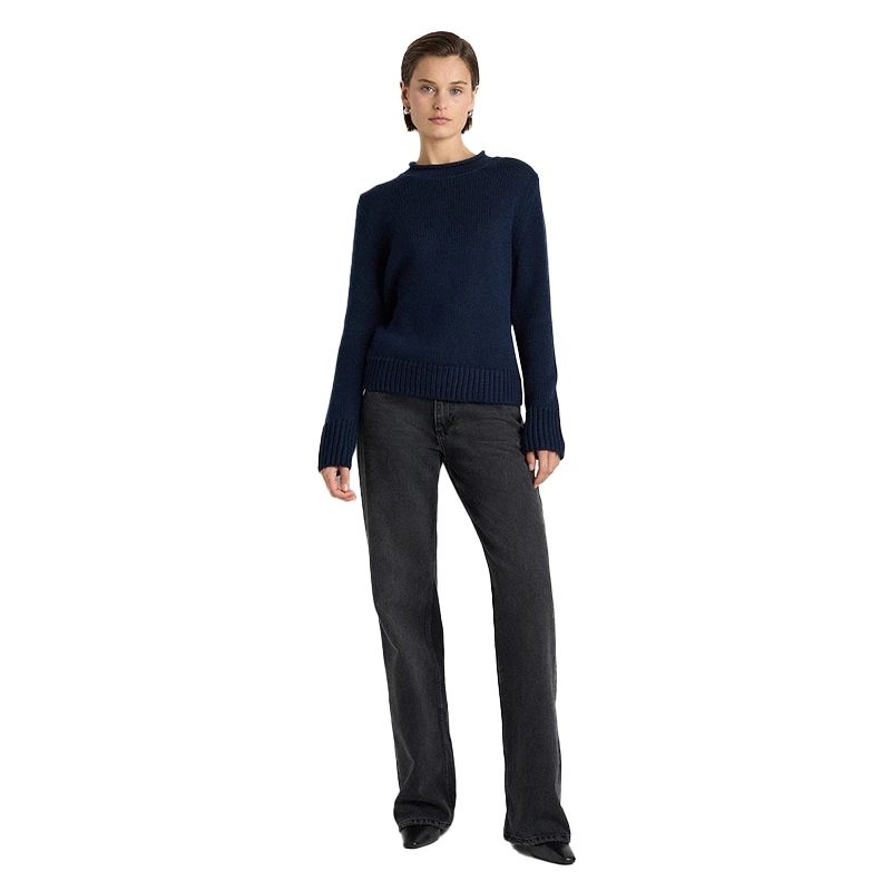 Quince Women's Roll Neck Navy Sweater - Image 3