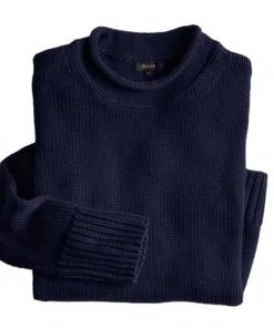 Quince Women's Roll Neck Navy Sweater