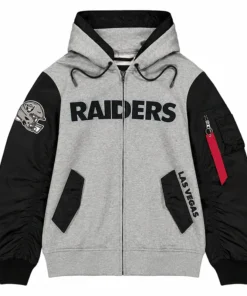 Raiders MA-1 Gray Black Hoodie