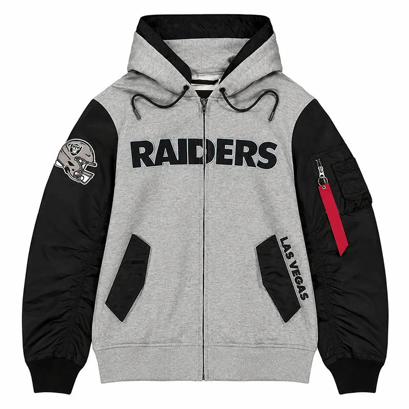 Raiders MA-1 Gray Black Hoodie