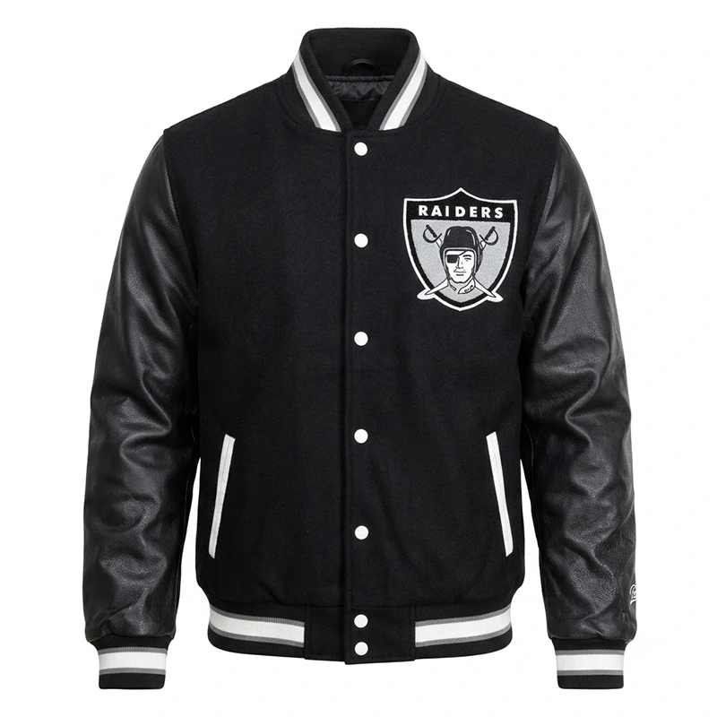 Raiders Varsity Letterman Black Jacket