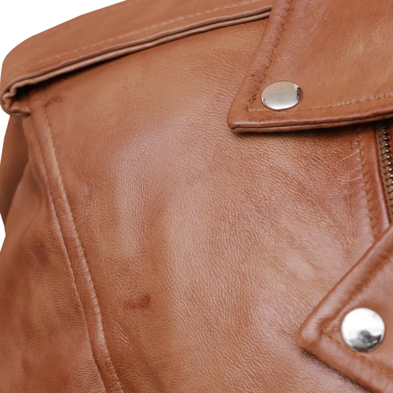 Infinity Men's Slim Fit Cross Zip Brando Leather Jacket - Image 7