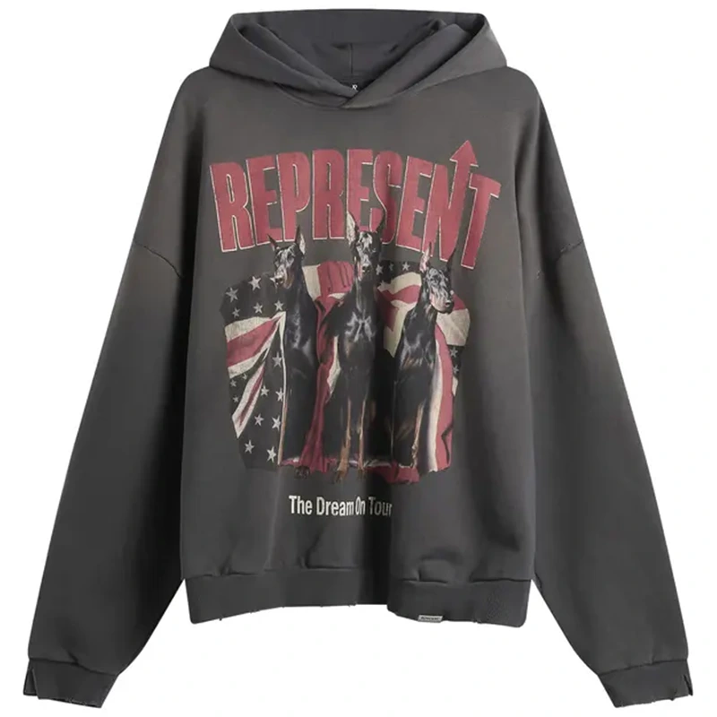 Represent Clo American Dream Tour Sun Fade Grey Hoodie