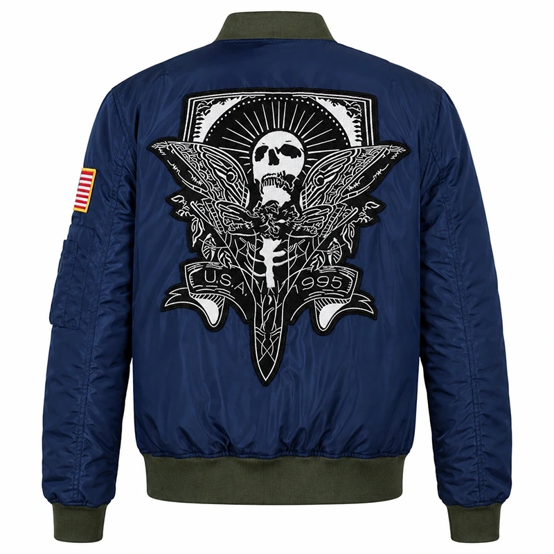 Resident Evil 4 Leon Kennedy Blue Bomber Jacket - Image 2