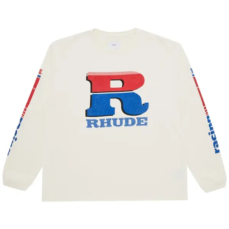 Rhude Split Petrol Logo Long-Sleeve Tee