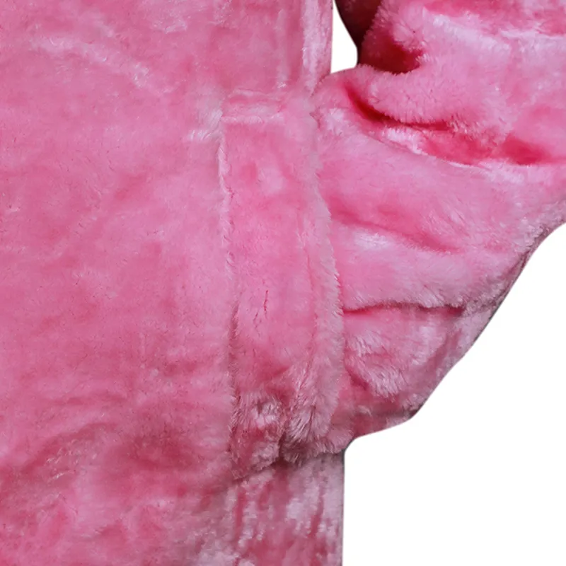 Men's Pink Oversized Hooded Fur Long Coat - Image 3