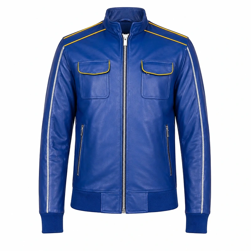 Ryan Gosling Blue Leather Jacket