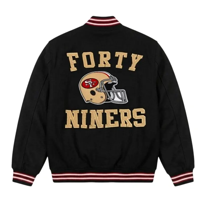 SF 49ers Throwback Black Varsity Jacket - Image 2