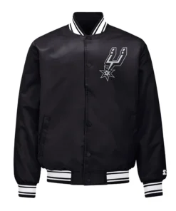 San Antonio Spurs Triangle Printed Graphic Satin Varsity Jacket