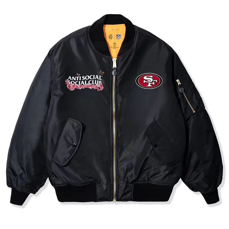 San Francisco 49ers AntiSocialSocialClub x NFL MA-1 Full-Zip Blossom Bomber Jacket - Image 2