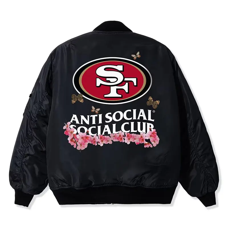 San Francisco 49ers AntiSocialSocialClub x NFL MA-1 Full-Zip Blossom Bomber Jacket - Image 3