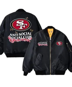 San Francisco 49ers AntiSocialSocialClub x NFL MA-1 Full-Zip Blossom Bomber Jacket