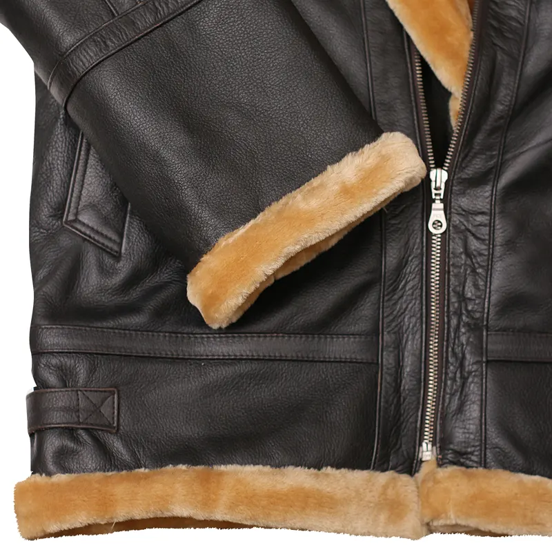 Flight Aviator Brown Shearling Leather Jacket - Image 5