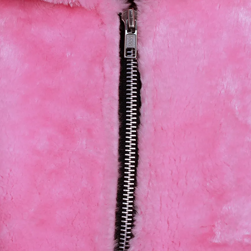 Men's Pink Oversized Hooded Fur Long Coat - Image 4