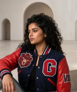 Women's Crimson G Crest Cropped Varsity Leather Jacket