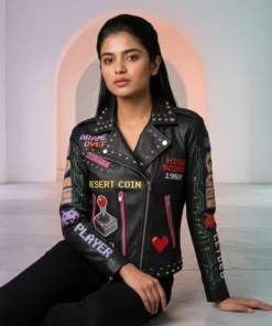Women's Arcade Hero Studded Leather Moto Jacket