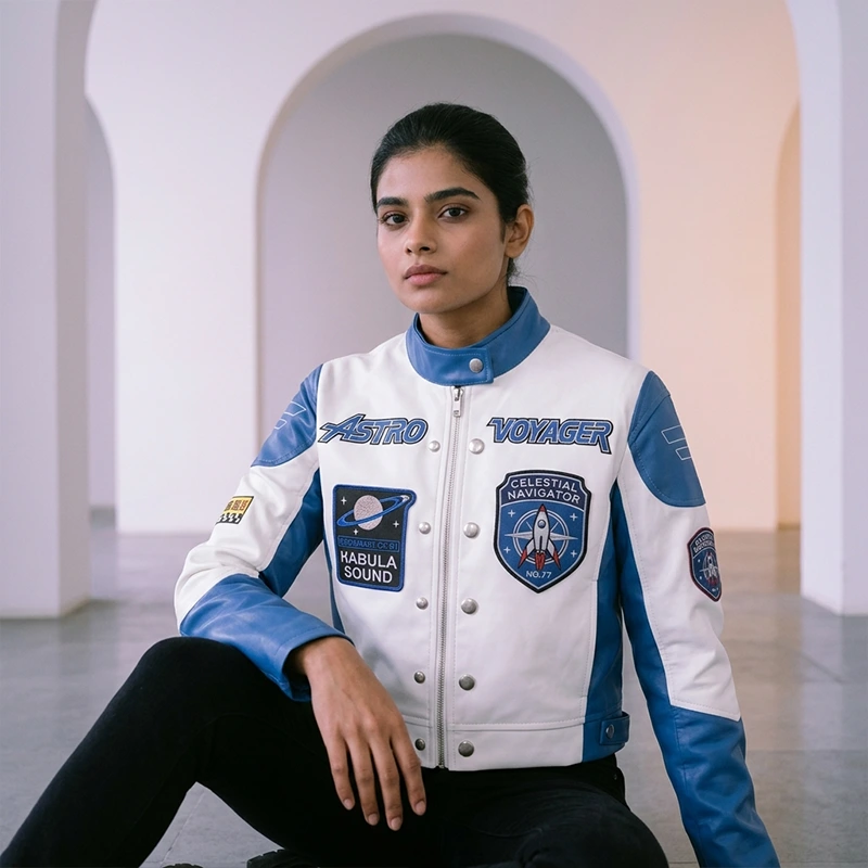 Women's Astra Voyager Celestial Cropped Leather Jacket