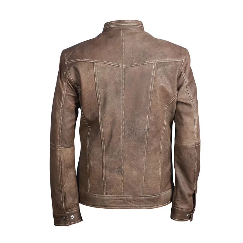 Men's J9 Distressed Leather Jacket - Image 2