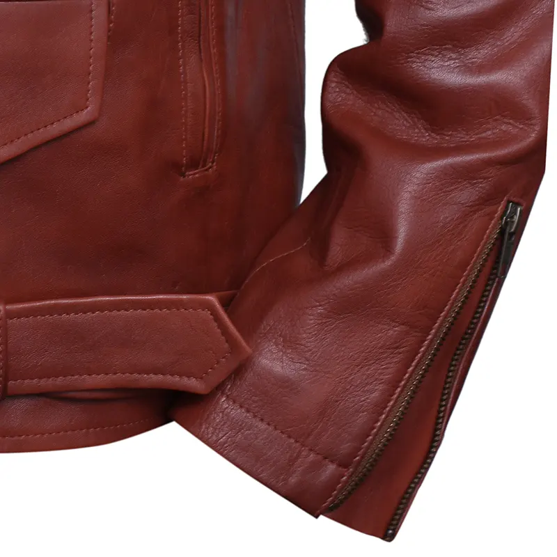 Men's Brando Motorcycle Brown Leather Jacket - Image 6