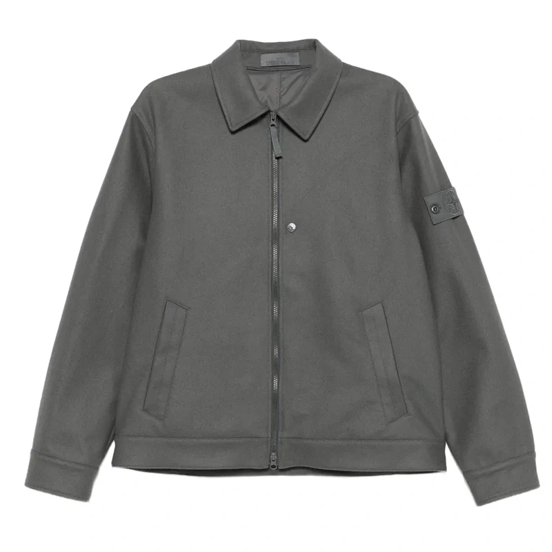 Stone Island Ghost Dark Grey Performance Flannel Zip-Up Jacket