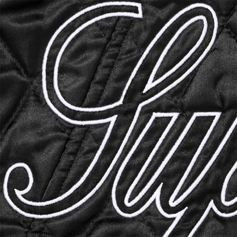 Supreme Champion Black Quilted Satin Varsity Jacket - Image 4