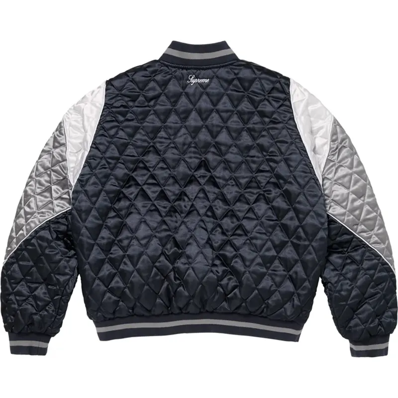 Supreme Champion Navy Quilted Satin Varsity Jacket - Image 2