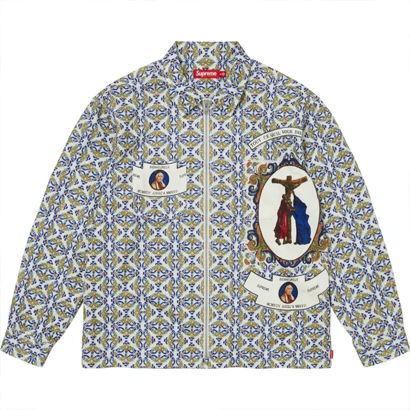 Supreme Devotion White Flannel Zip Up Shirt