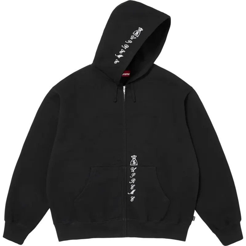 Supreme God Over Money Zip Up Hooded Sweatshirt - Image 2
