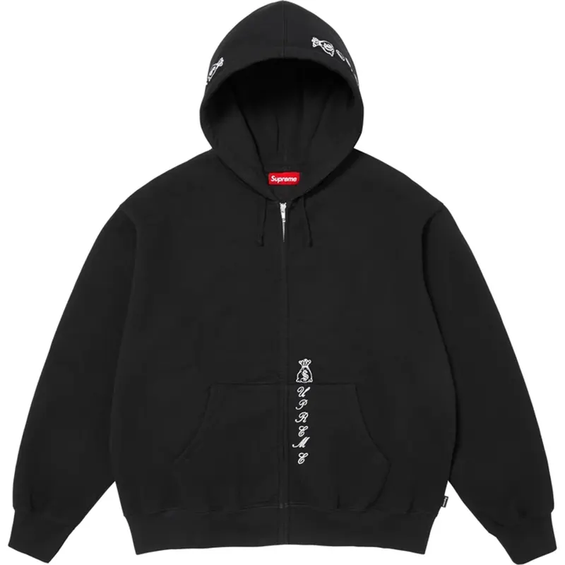 Supreme God Over Money Zip Up Hooded Sweatshirt