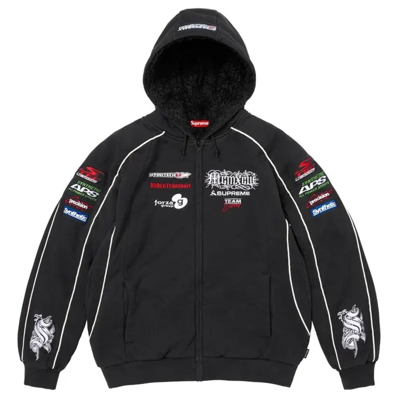Supreme Racing Lined Zip Up Hooded Sweatshirt