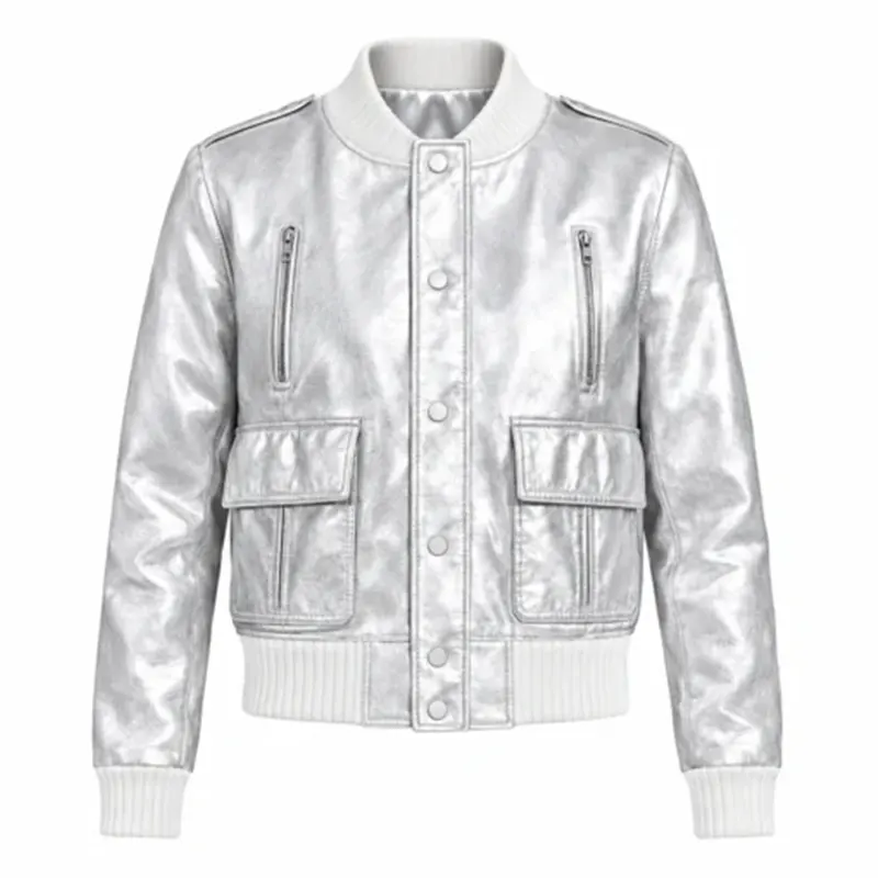 Surprise Concert Silver Leather Jacket
