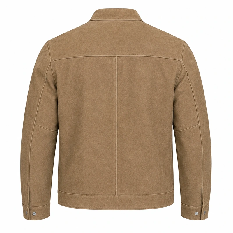 Tan Suede Motorcycle Racer Jacket - Image 2