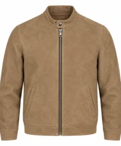Tan Suede Motorcycle Racer Jacket