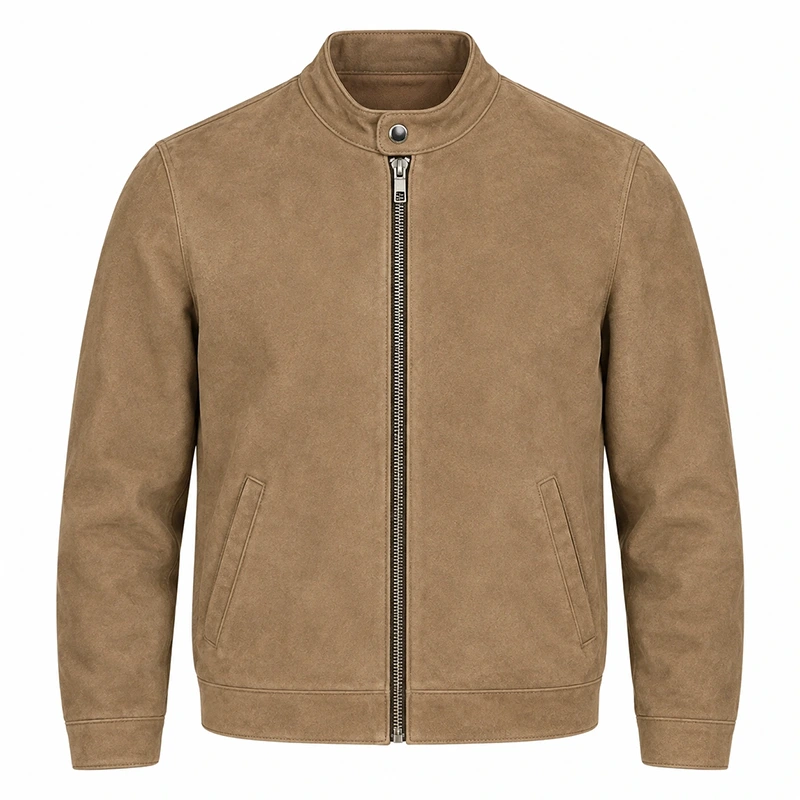 Tan Suede Motorcycle Racer Jacket