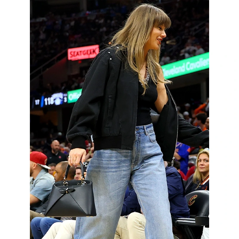 Taylor Swift NBA Playoffs Denim Bomber Jacket - Image 2