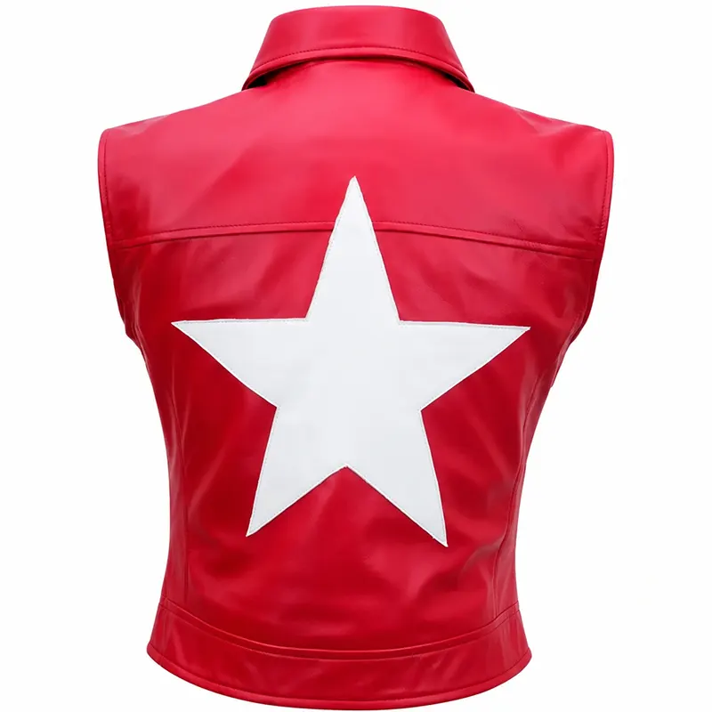 Terry Bogard Red Cosplay Leather Vest - Image 2