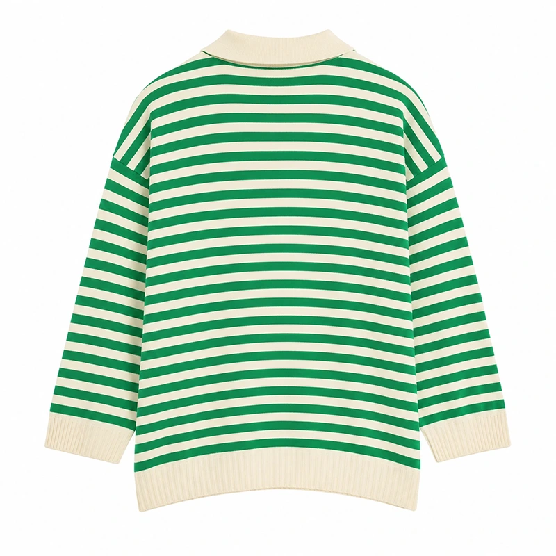 The Four Seasons S2 Tina Fey Green Striped Polo Sweater - Image 2
