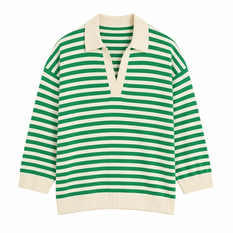 The Four Seasons S2 Tina Fey Green Striped Polo Sweater