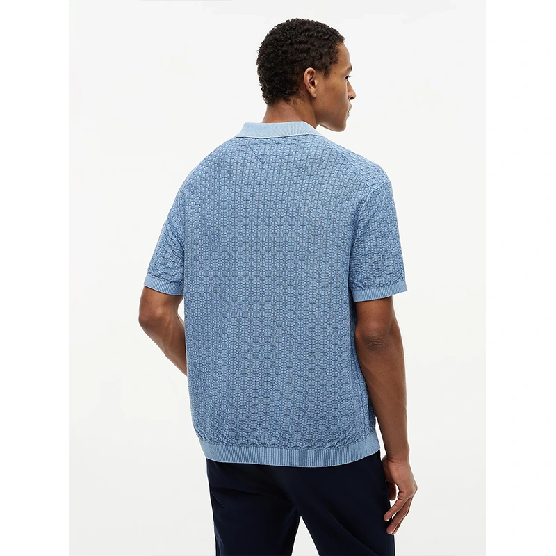Tommy Hilfiger x Liverpool FC Brisk Blue Washed Structured Polo Shirt - Image 5