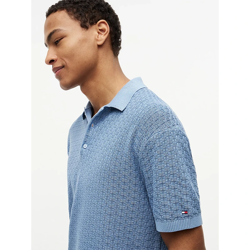 Tommy Hilfiger x Liverpool FC Brisk Blue Washed Structured Polo Shirt - Image 4