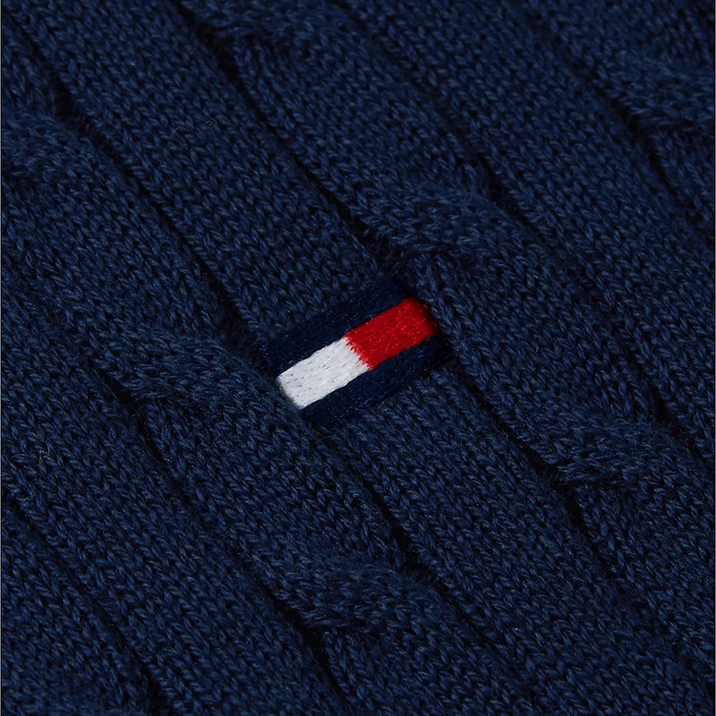 Tommy Hilfiger x Liverpool FC Cable Knit Navy Short Sleeve Polo Jumper - Image 6