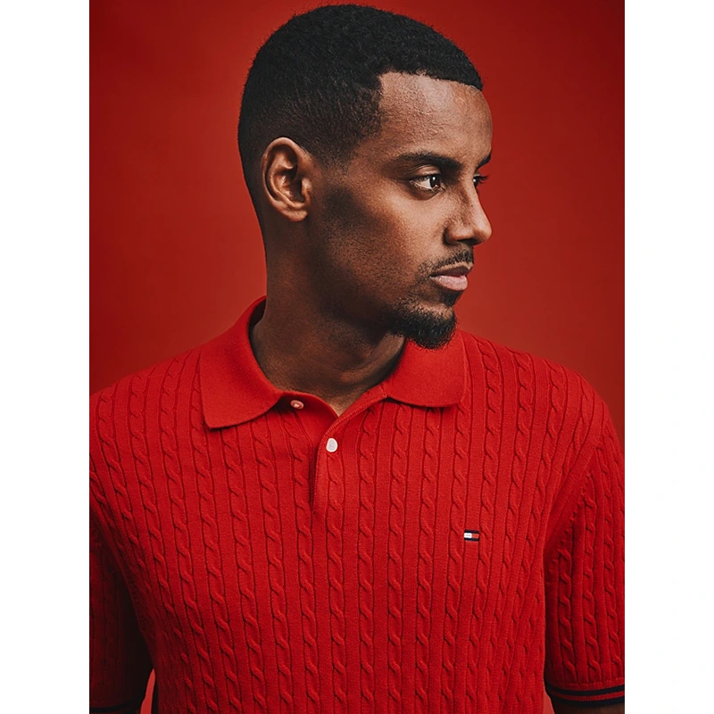 Tommy Hilfiger x Liverpool FC Cable Knit Short Sleeve Polo Jumper - Image 3
